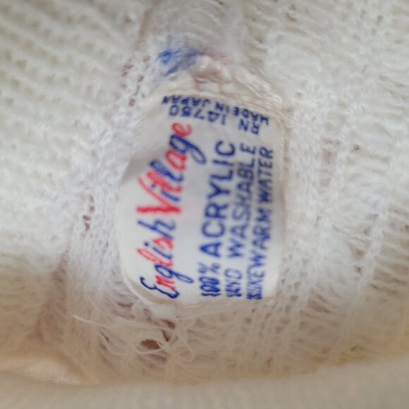 Vintage Crochet Poncho Shawl Cape Crème Womens One Size Fringe English Village - Picture 6 of 6